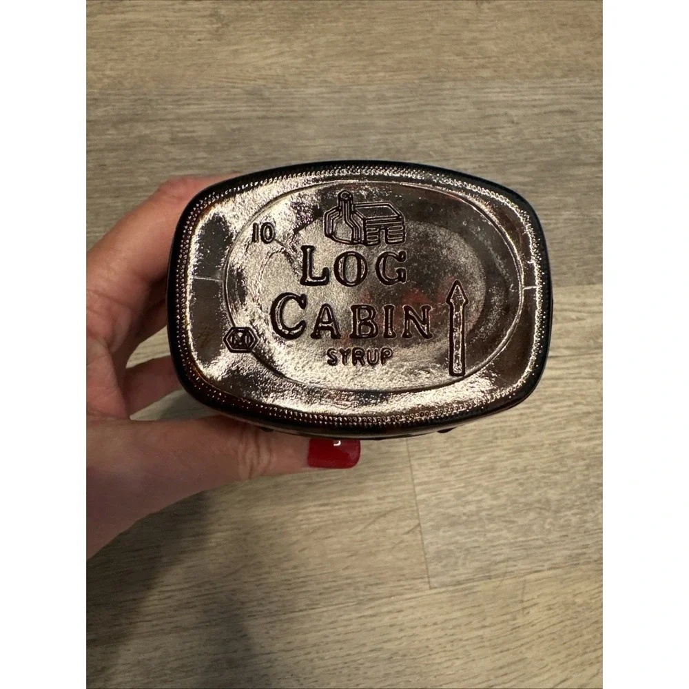 Vintage Log Cabin Syrup Bottle 10 oz 9 Inch Amber Glass‎ Indian Head 1950s Cork